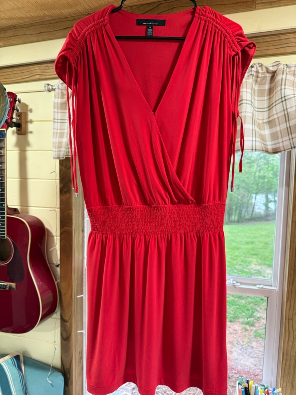 White House Black Market Red Wrap-Style Midi Dress